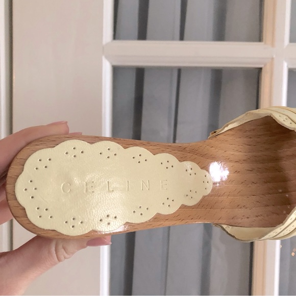 CELINE Ivory/Cream Wooden Heels with Bow - Picture 13 of 15